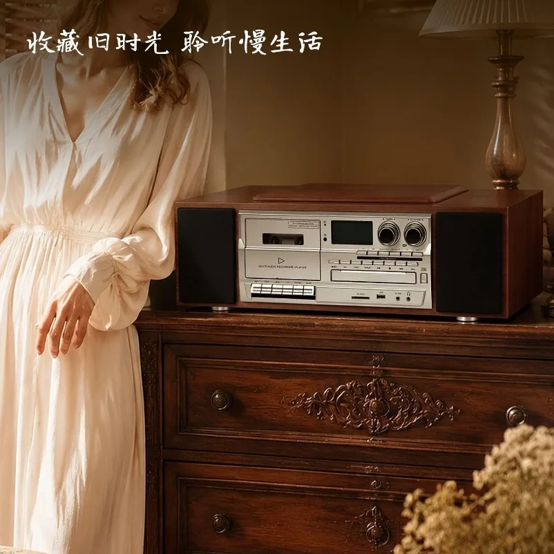M9 Bluetooth Speaker - Retro Phonograph Design, Support CD/tape/USB Stick