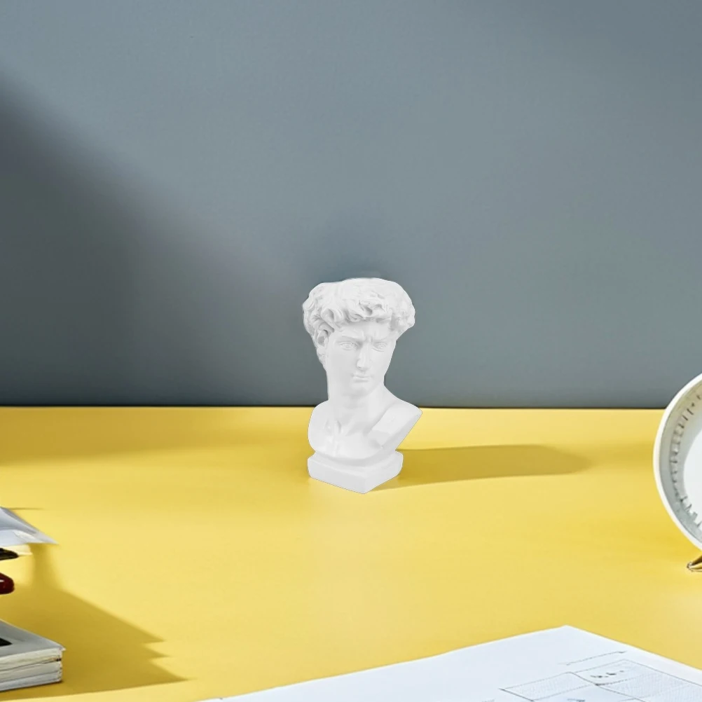 

David Statue Pen Holder Office Desk Flower Arrangement Vase Bracket White Resin
