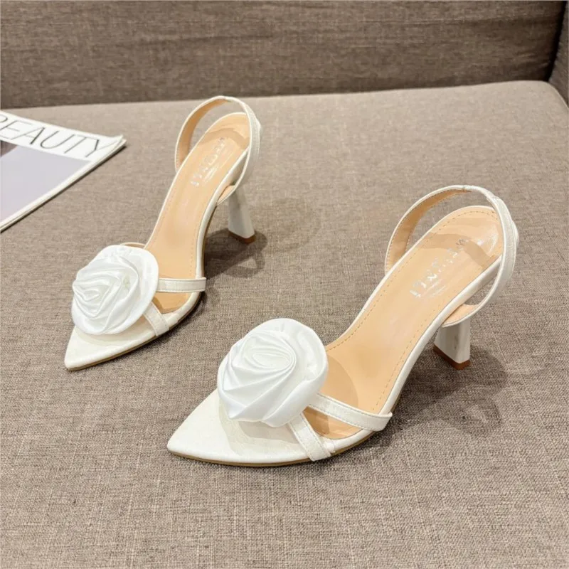 Summer 2026 pointed-toe, high-heeled, floral, sexy sandals