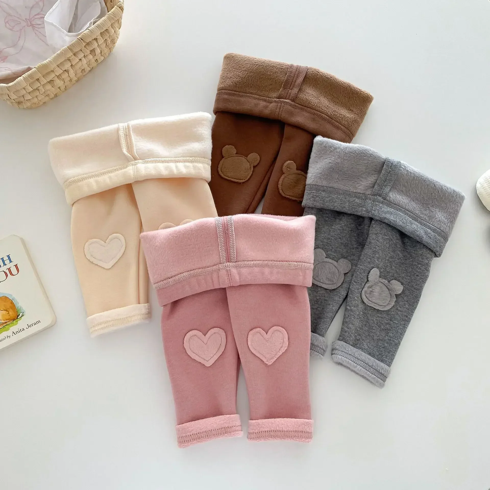 4646 Buy 2pcs Wholesale Baby Pant 2024 Winter New Girls' Leggings Korean Patch Plus Velvet 0-5 Years Baby Pants Trousers