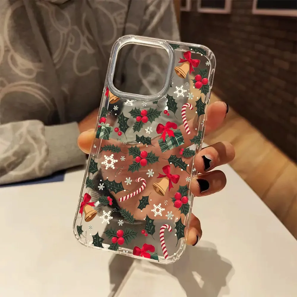 

Christmas Decoration Bell Snow Beautiful Transparent Phone Case For iPhone 17 16 11 12 13 14 15 Pro Max Plus XR XS 7 8 SE2 Cover
