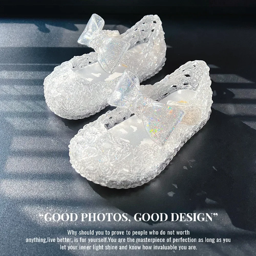 Summer New Girls' Soft Sole Princess Sandals Fashion Bow Hollow Breathable Baby Casual Shoes Anti Slip Beach Shoes