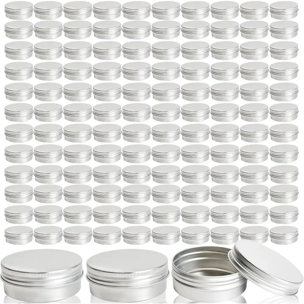 

Набор из 120 круглых жестяных банок с завинчивающейся крышкой, 2 унции, металлические контейнеры, пустые баночки для бальзамов, для рукоделия, многоразовые, для свечей