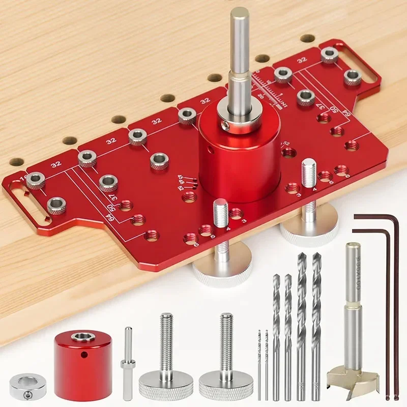 2 in 1 Hinge Jig Self-Contained Clamping Function All Metal Shelf Pin Drilling Jig woodworking drilling tools Hole punch locator