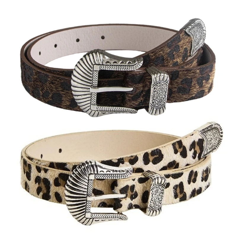 

Unique Waist Belt Leopard Print Chain for Cowboy Cowgirl Stylish Hot Buckle Retro Hot Buckle Waist Chain Belt