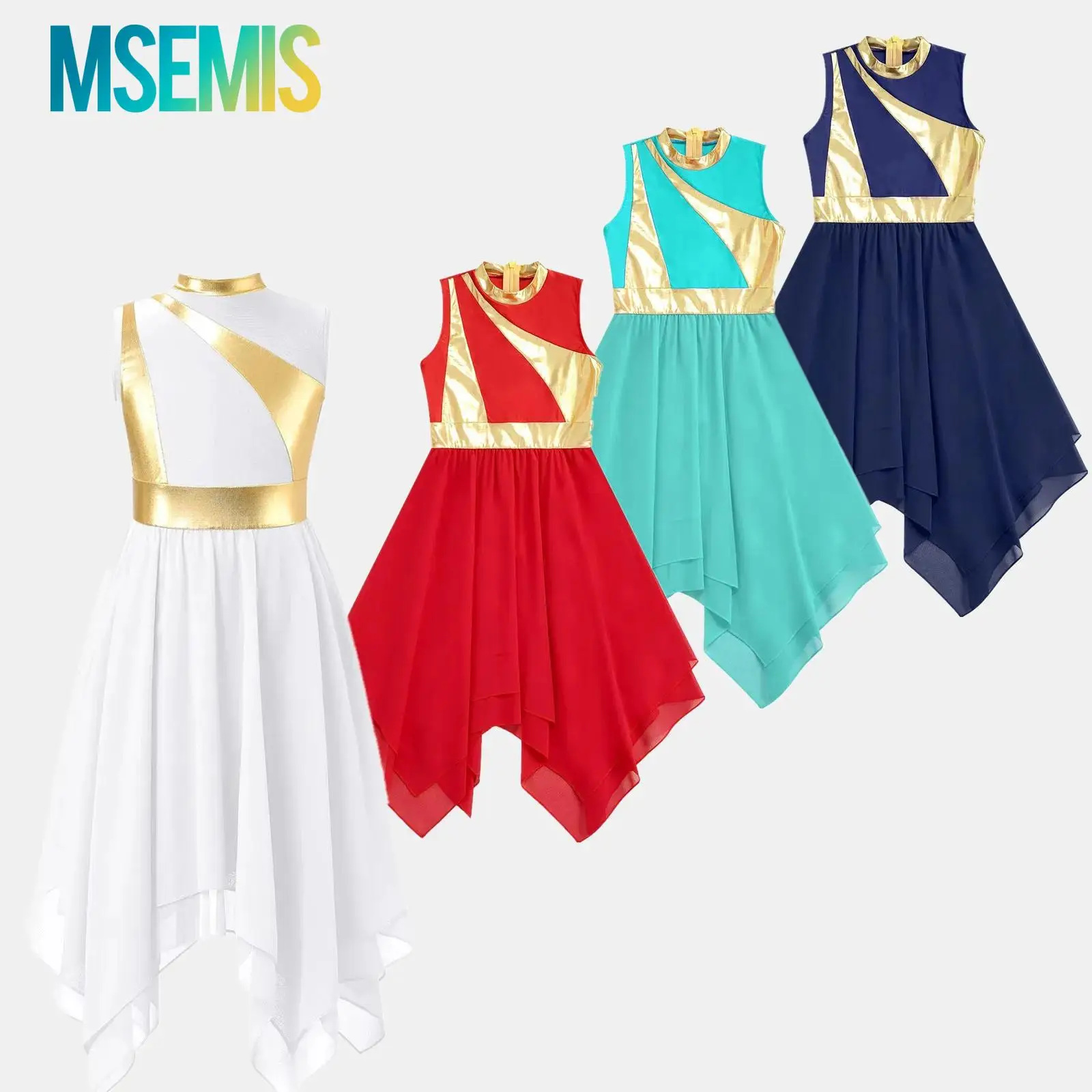 

Детское платье для хора для литургического танца для девочек, лирический танец, вальс, платье для хора, металлический костюм для празднования духа, церковного поклонения