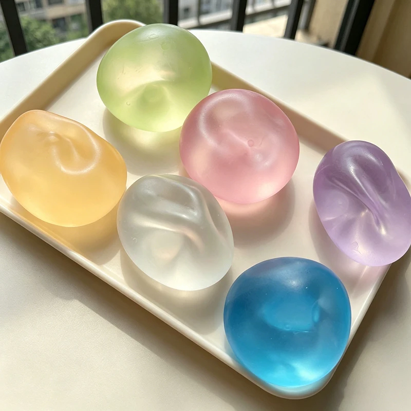 Transparent Multicolored Jelly Vaseline Squeeze Ball Fidget Toy Non-Toxic Soft Silky Smooth ADHD Autism Sensory Calming Toy