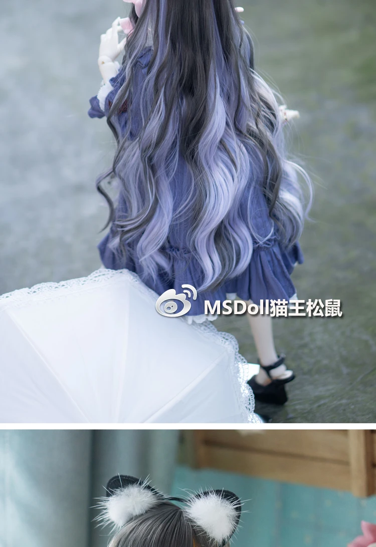 1/3 Bjd Wig Gradient Color Long Curly Hair 1/4 BJD MDD Doll Wig Anime Style Hair Accessories DIY Dress Up Female Toy for Girls
