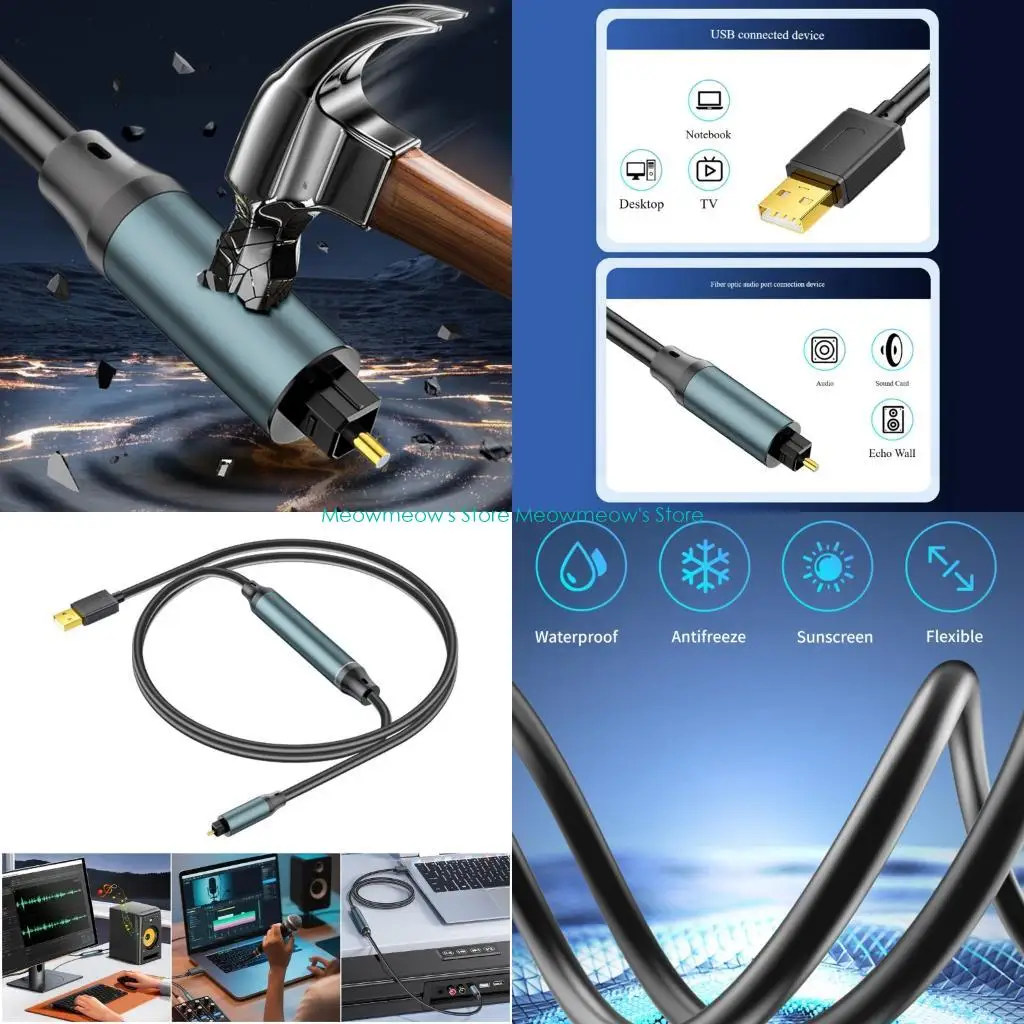 W91A USB To Optical SPDIF Converter Analog To Digital Sound Adapter Optical Cable Replacement For Home Theater Accessories
