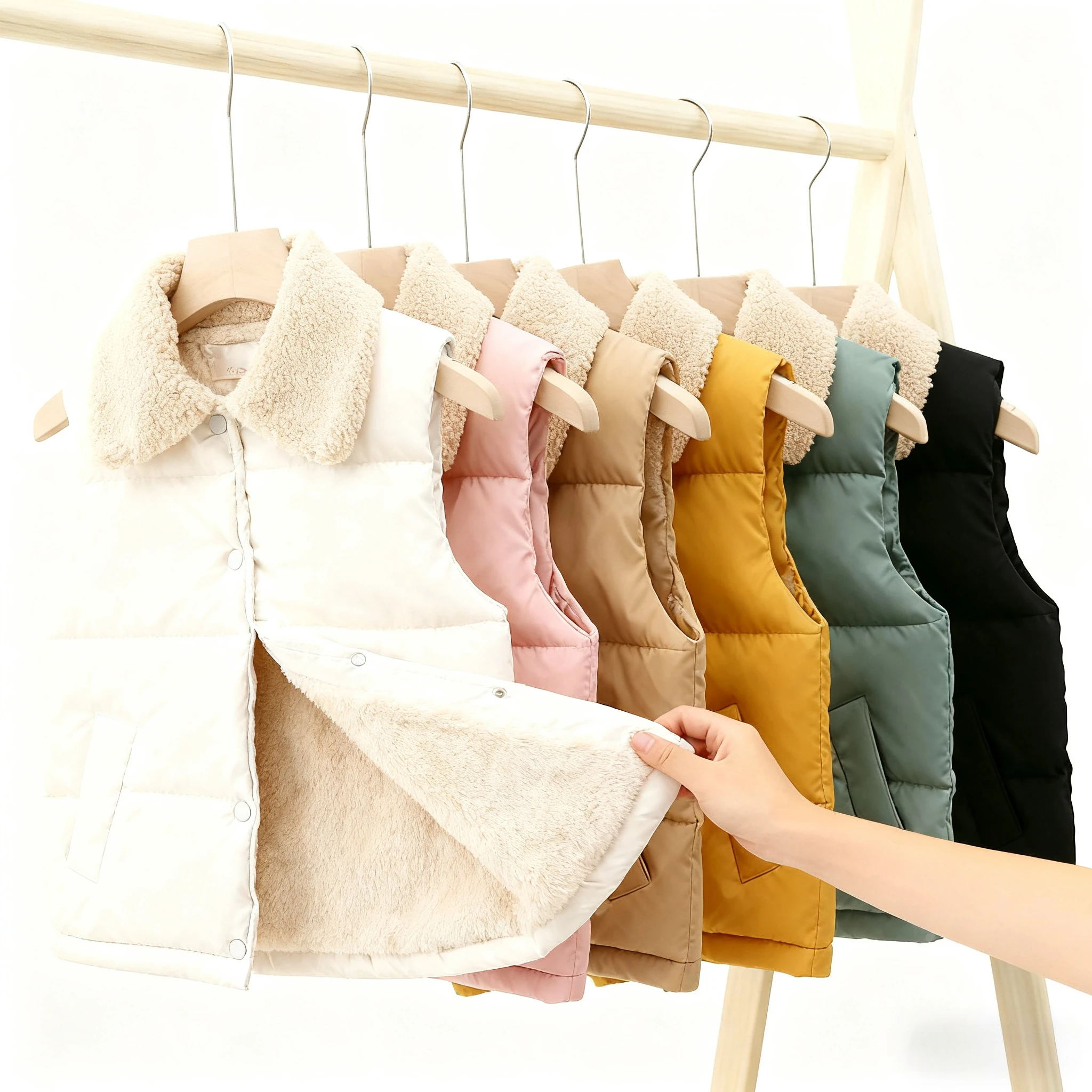 

Winter Children Warm Vest Turn-down Collar Kids Clothes Solid Color Sleeveless Waistcoats For Girls Boys Waistcoats Casual Tops