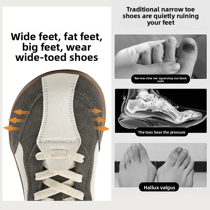 

ClaWave Men Wide Toe Box Casual Shoes Retro German Trainers Plus Size 39-48 Comfortable Non-slip Walking Sneakers