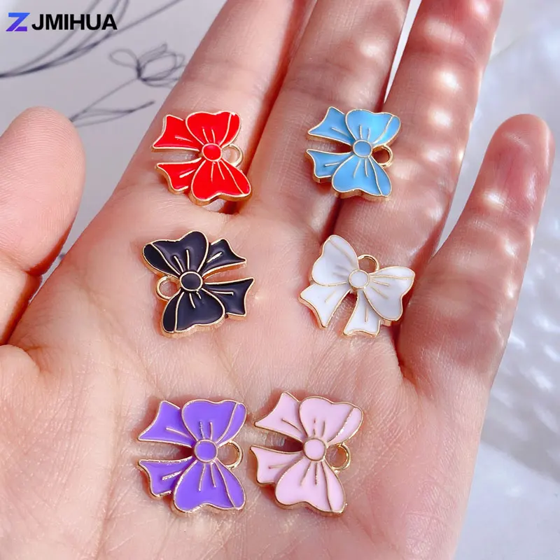 

15pcs Enamel Charms Trendy Cute Bowknot Charms Pendants For Jewelry Making Supplies DIY Handmade Earrings Bracelets Accessories