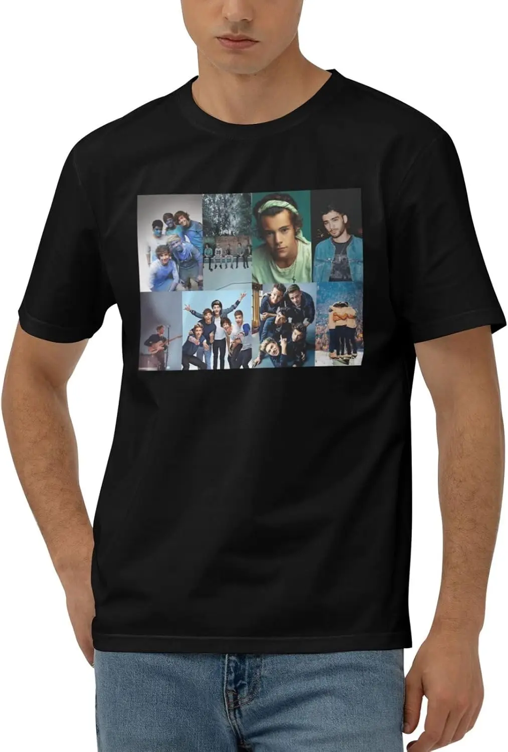 One Music Direction Shirt for Men Short Sleeve Crew Neck Lightweight Casual T Basic Teetees Tops Black