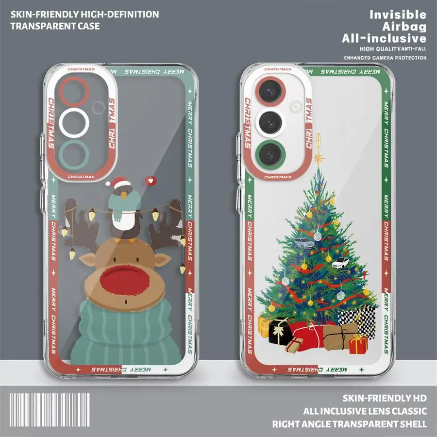 Merry Christmas Elements Case for Xiaomi Redmi 12C 13C 9A 10A 10C 12 Poco X3NFC X3 Pro Mi 11 Lite 11T Pro Transparent Cover Capa