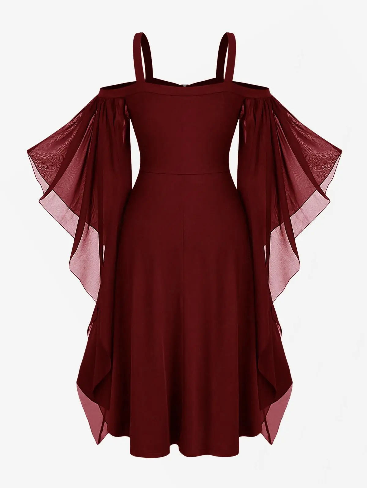 ROSEGAL Plus Size Women's Gothic Punk Dresses Cold Shoulder Butterfly Sleeve Christmas Halloween Cosplay Costume Party Dress