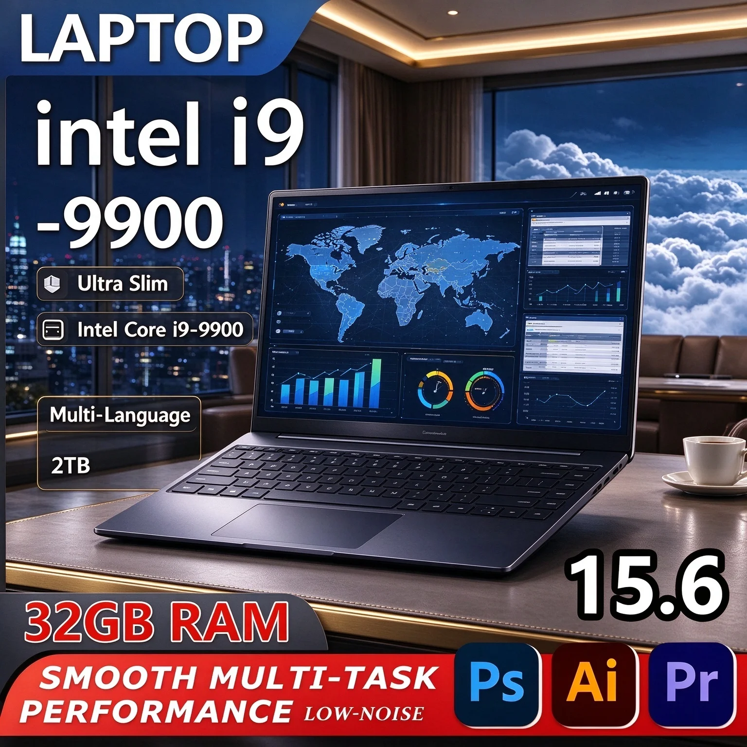 Portable Computer Intel Core I9-9900 15.6 Inch Windows Laptops 16GB RAM 2TB SSD Office Gamer Study Notebook Computer PC
