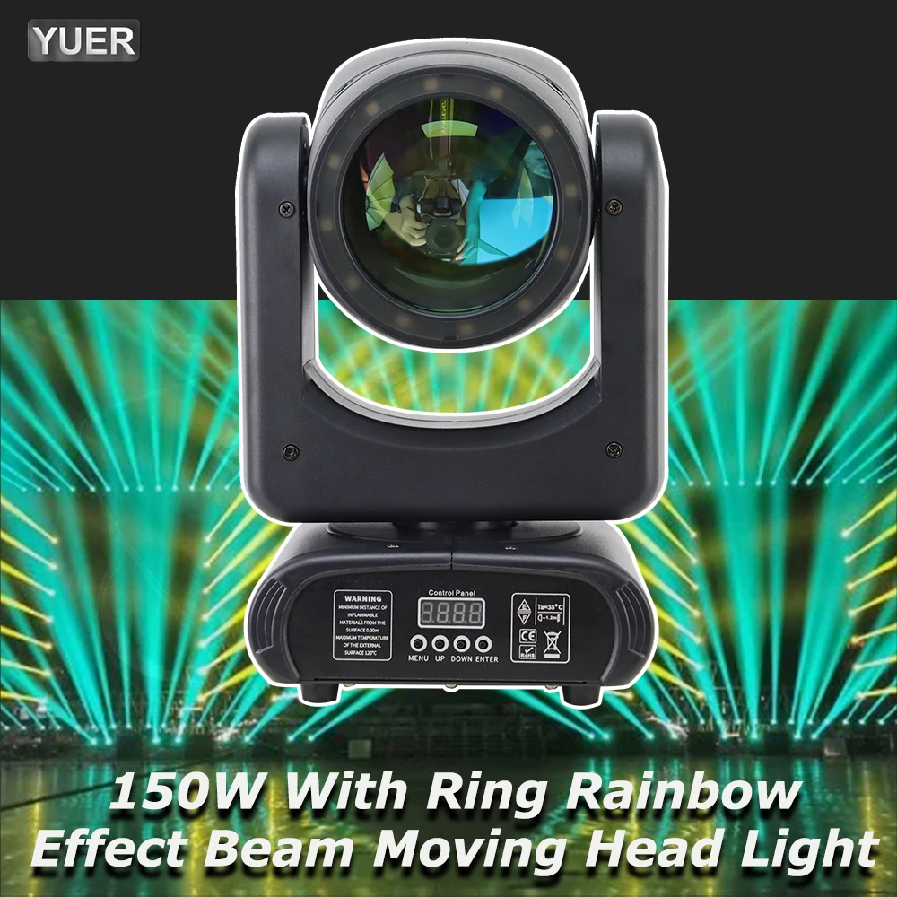 NEW Beam 150W With Ring 3 in 1 LED Spotlight Moving Head Light With Aperture Rainbow Effect LED  7Gobo 18 Prism For DJ Disco