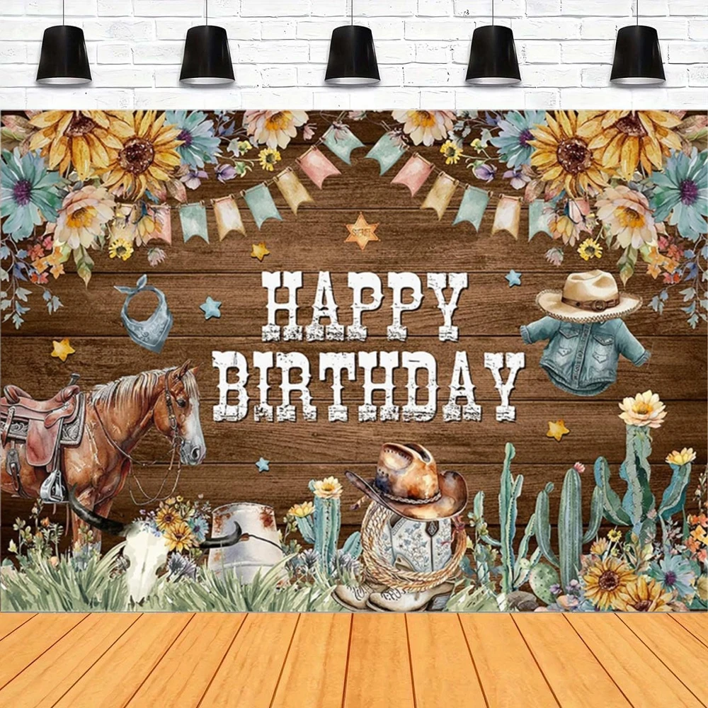 Photography Backdrop Western For Cowboy Rodeo Wild West Rustic Barn Theme Background For Kids Adults Birthday Party Decoration
