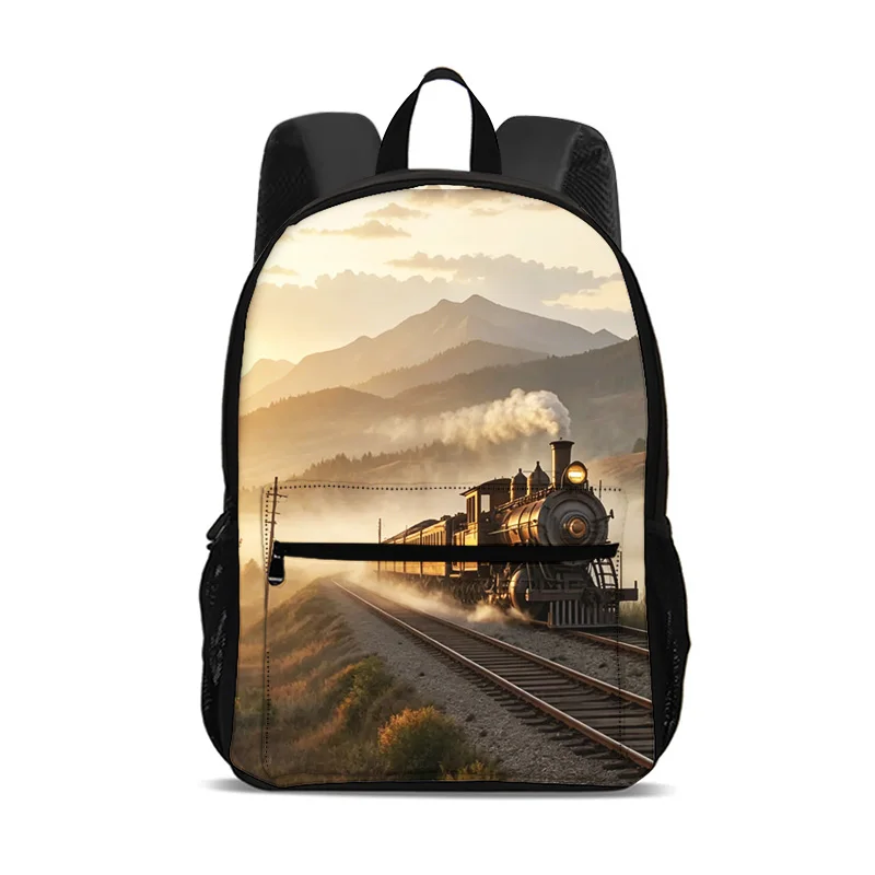Train backpack, computer bag, large capacity lightweight, printed perfect school companion for both boys and girls, outdoor play