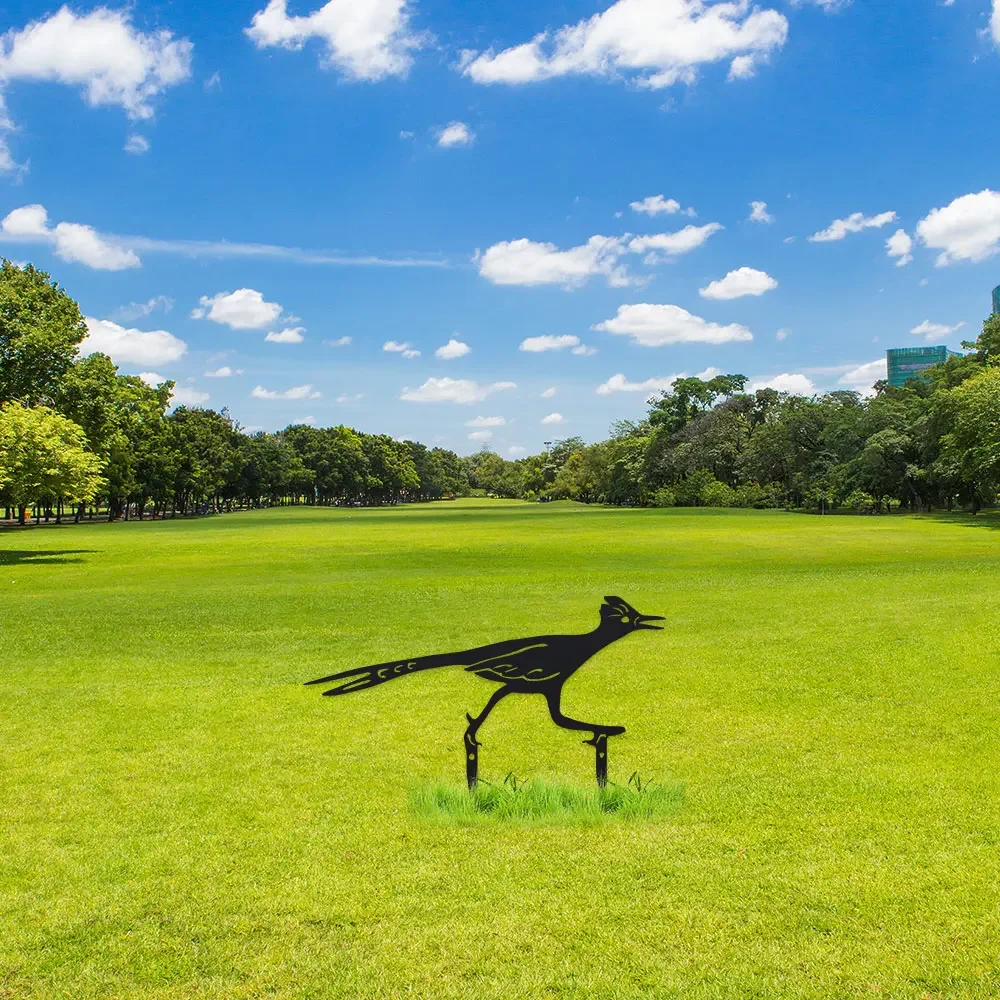 1pc Decorative Outdoor Ground Plug for Farm, Freestanding Artistic Decoration 1pc Metal Roadrunner Silhouette Garden Stake
