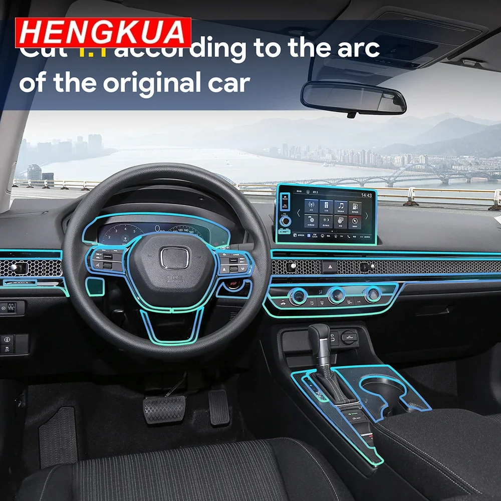 ТПУ пленка для Honda 11th Civic, гибридная версия 2022-2025, наклейка для салона автомобиля, защитная пленка для экрана приборной панели, прозрачная автомобильная пленка
