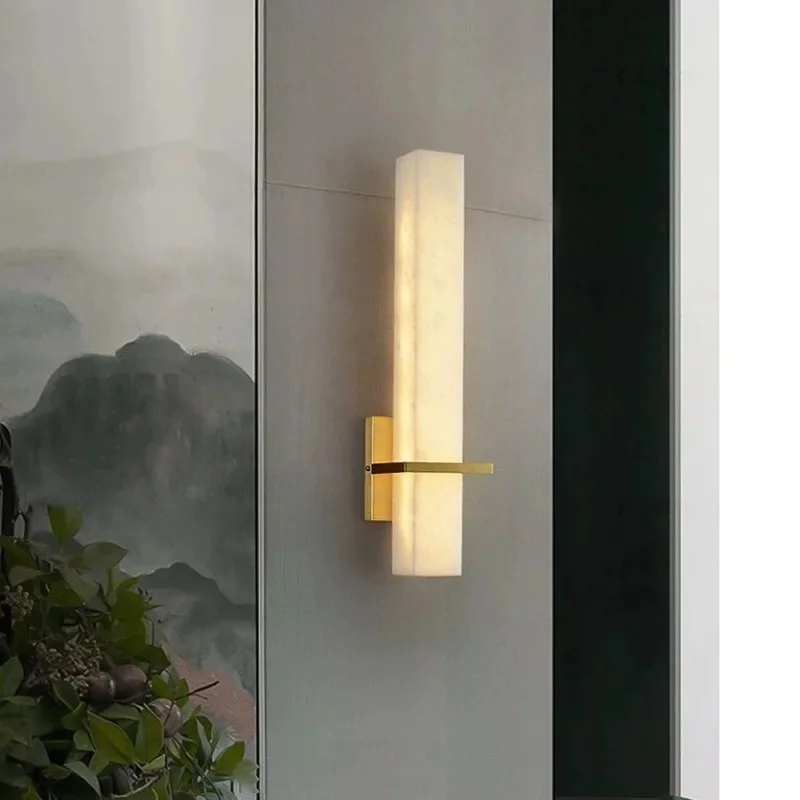 Modern Vertical Long Frosted Glass Wall Sconce Gold Rectangular Wall Lamp Bathroom Vanity Light Bedroom Bedside Decor Lighting