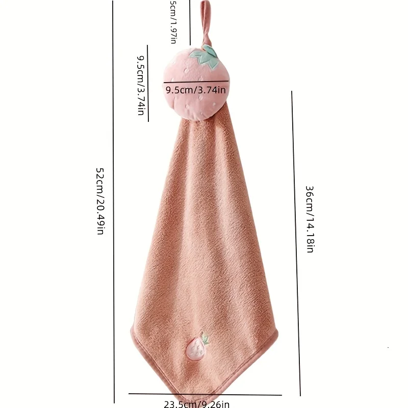1 Piece of Coral Velvet Hand Towel, Super Absorbent, Bright Fruit Pattern, Suitable for Kitchen or Bathroom Cleaning Cloth