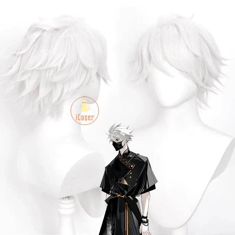 25COSAnime To Be Hero X Ghostblade شعر مستعار تأثيري أبيض قصير الشعر حفلة الهالوين للنساء الرجال كرنفال الدعائم ملحق شعر مستعار مجاني