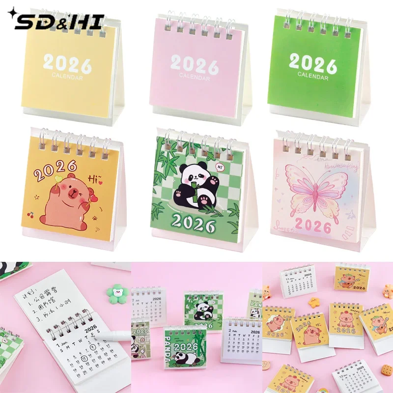 2026 Mini Calendars Creative Desk Portable Travel Calendars With Butterfly Capybara Designs Monthly & Weekly Planner Calendar