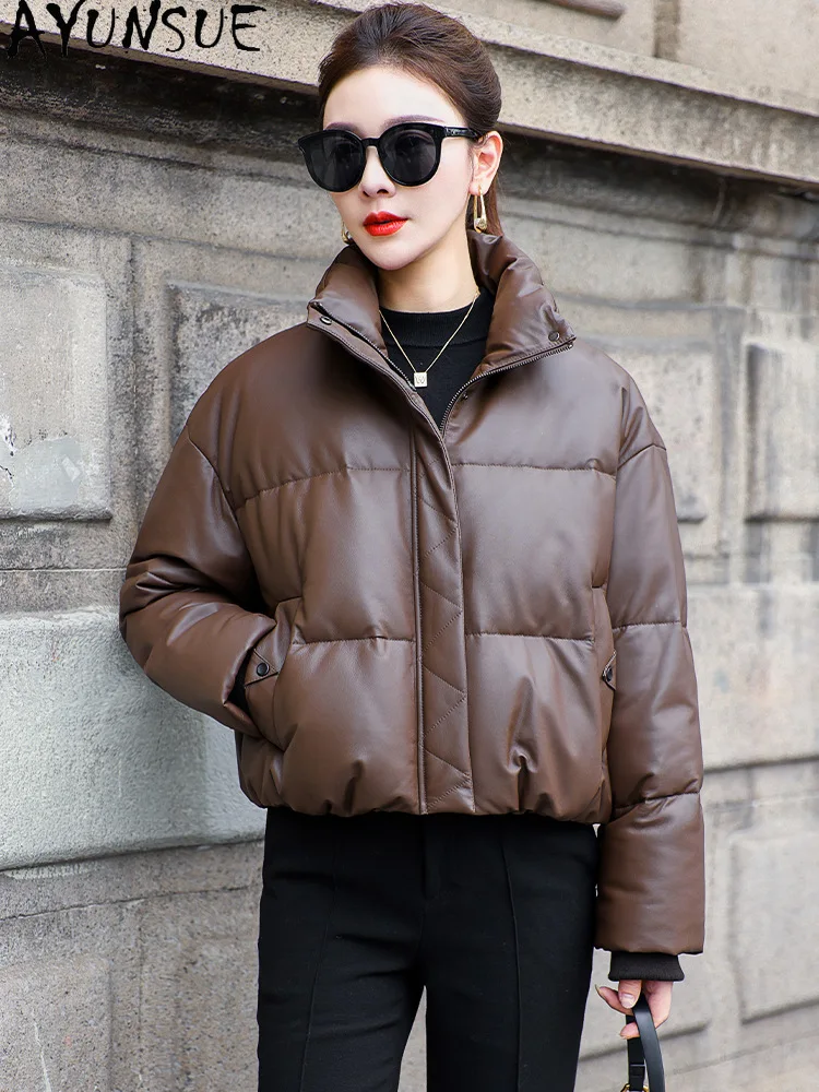 AYUNSUE 100% 양피 정품 가죽 자켓 여성 90% 화이트 오리 다운 코트 여성 겨울 의류 코트의 새로운 Jaqueta De Couro