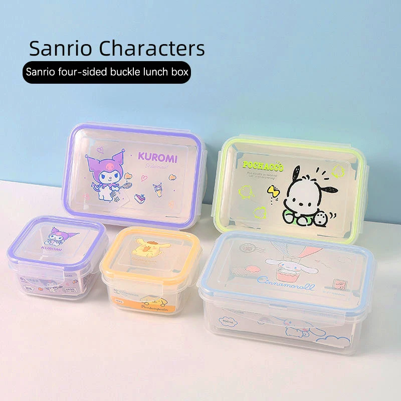 

300/900ML Saniro Kuromi Cinnamoroll Lunch Box Pochacco Student Eco-friendly Fresh Bento Box Tableware Food Storage Container