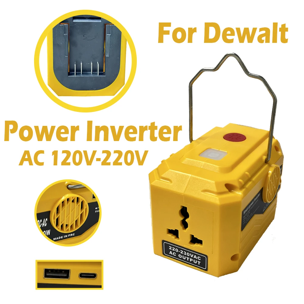 For Dewalt Battery Power Inverter DC 18-20V AC 120V/220V Dual USB Outdoor Camp Battery Adapter Power Tool Accessories With LED