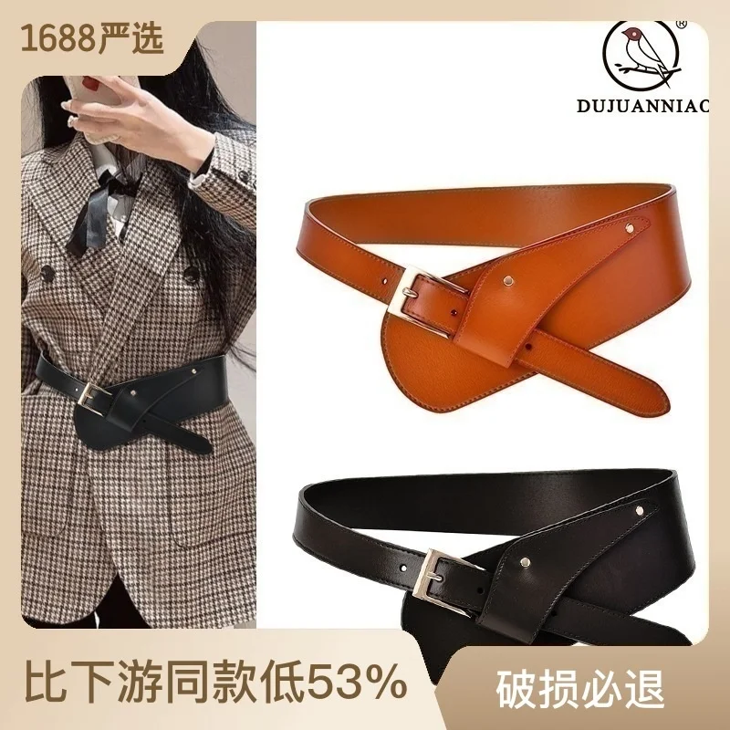

100% genuine real leather New women's belt decoration fashion waist with coat inclined wide seal