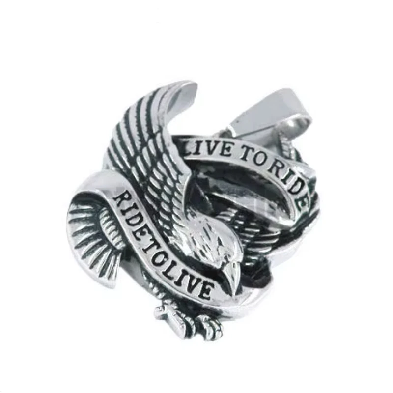 Classic Live To Ride Eagle Pendant Stainless Steel Jewelry Punk Biker Pendant For Men SWP0186