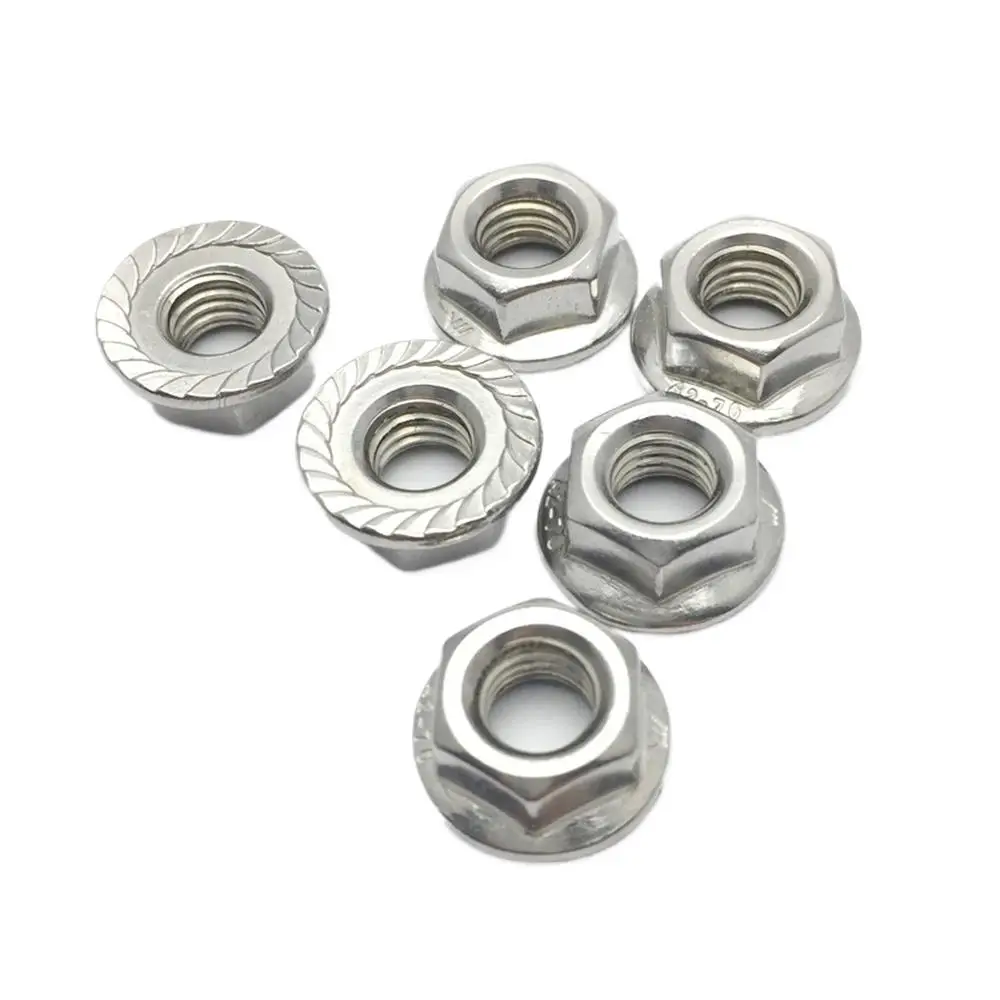 DIN6923 Stainless Steel 304/316 Flange Nut Hexagon Lock Screw With Washer Non-slip Nut M4/M5/M6/M8/M10/M12/M16/M20