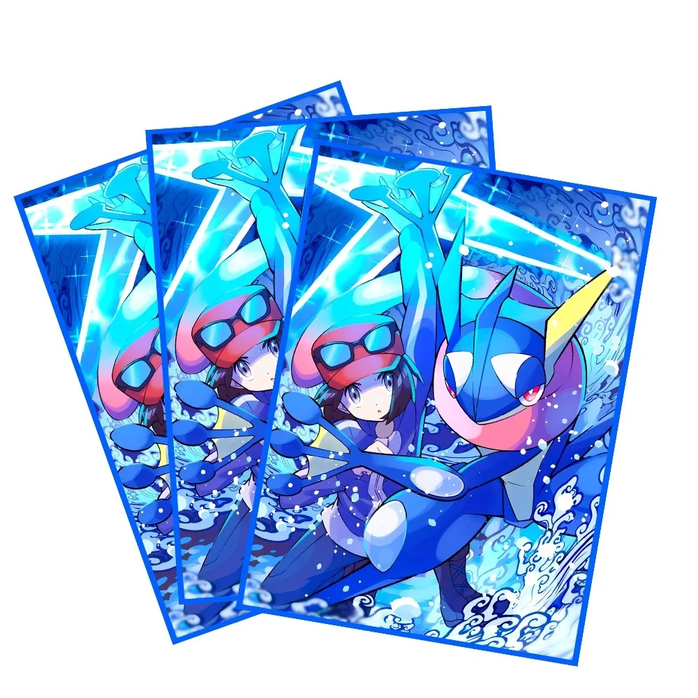 60PCS 66*91mm DIY PTCG Pokemon Greninja Flash Card Sleeve Anime Peripheral Game Collection Card Sleeve Holiday Gift