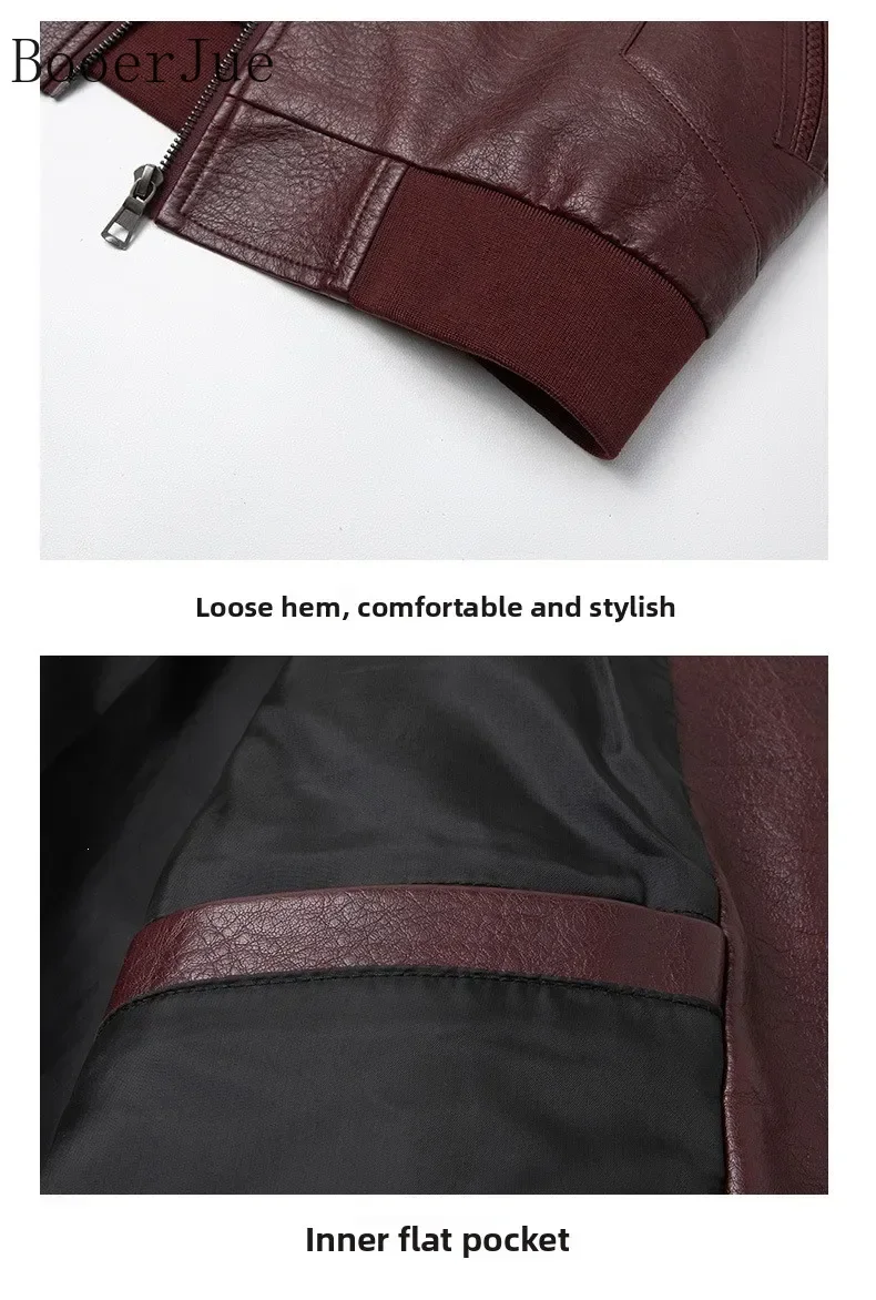 Herren Lederjacke Herbst Winter Kunstledermantel Koreanischer Stil Slim Fit Lässig Trendig Vielseitig Stilvolle Oberbekleidung für Männer 6XL – Detail 13