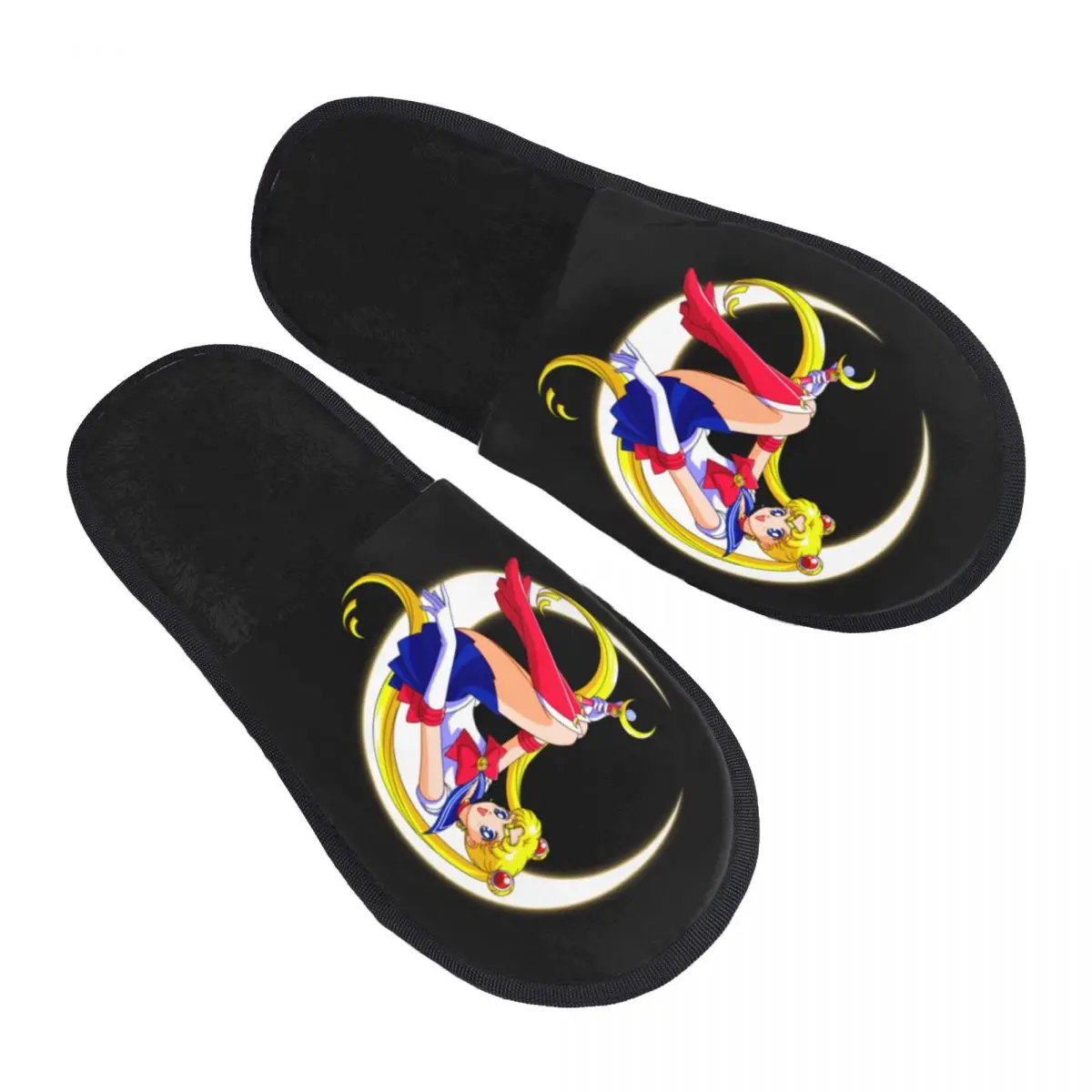 Custom Anime Moon Girl Soft Memory Foam House Slippers Women Japanese Shojo Manga Sailor Cozy Warm Anti-skid Sole Slipper