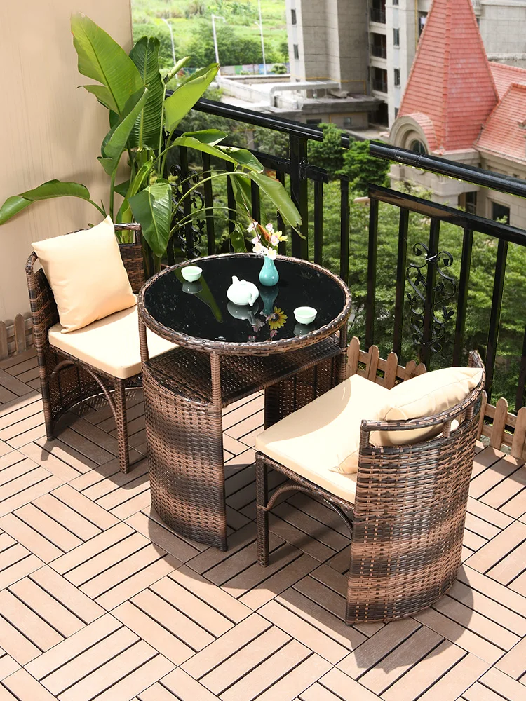 

Outdoor balcony tea table and chair combination Small apartment Internet celebrity balcony small table and chair one table and