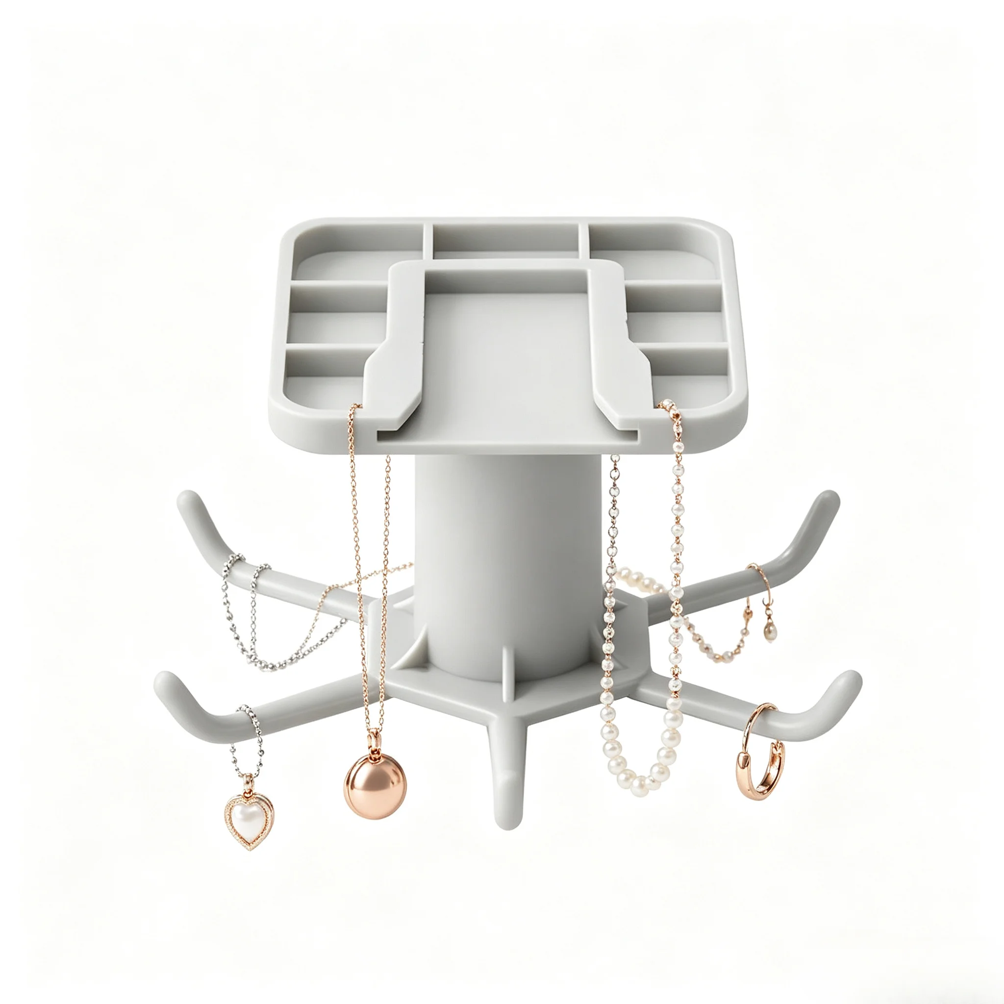 360 Rotating Kitchen Hooks Adhesive Utensil Organizer Rack With 6 Hooks No Drill Cabinet Mount For Spoons Towels & Cups