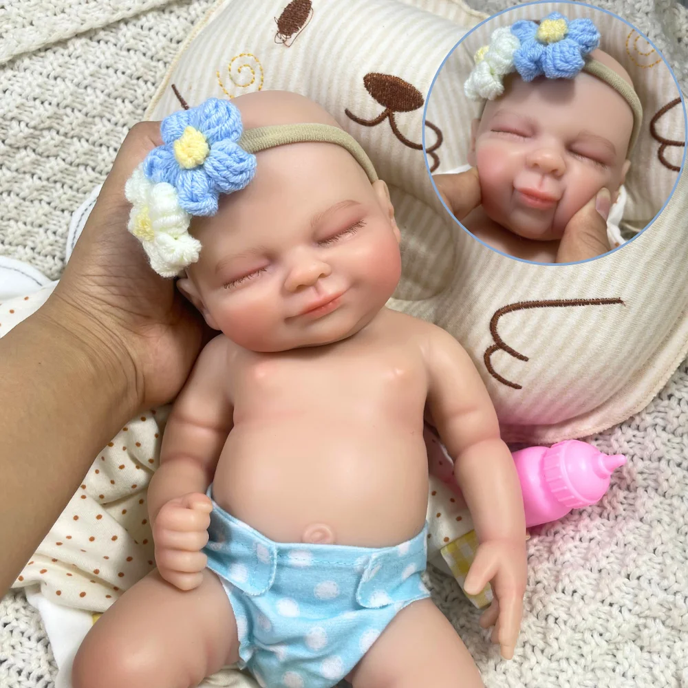 13.5インチのぽっちゃりヘイリーミニリボーンフルシリコンベビー人形女の子洗えるボディソフトソリッドシリコン人形誕生日クリスマスプレゼント