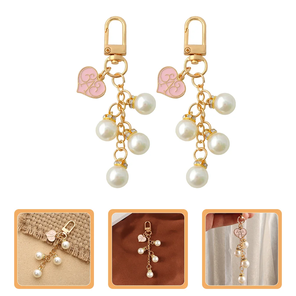

2 Pcs Crystal Keychain Heart Shaped Phone Charm Bag Decoration Zinc Alloy Sturdy Material Trendy Aesthetic Backpack