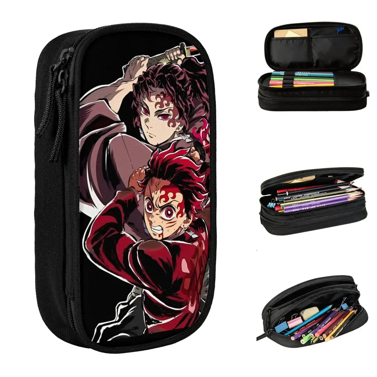 Demon Slayer Manga Pencil Case New Pen Box Bag Girl Boy Big Capacity School Supplies Gifts Pencil Pouch