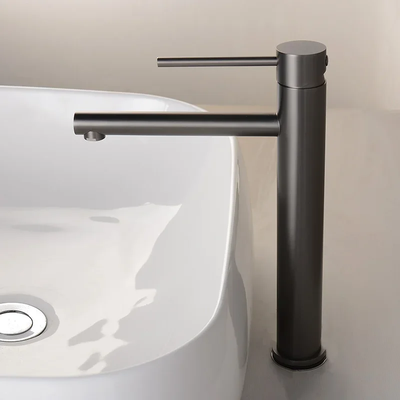 

Gunmetal Bathroom Basin Faucet Deck Mounted Cold And Hot Water Mixer Tap