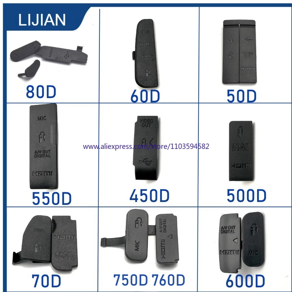 USB Rubber Door HDMI-compatible MIC IN/VIDEO OUT Bottom Cover For Canon EOS 50D 60D 70D 80D 400D 450D 500D 550D 600D 750D Camera