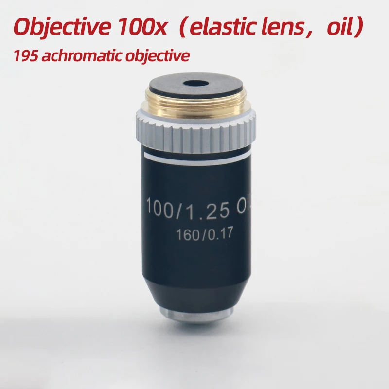 195 Black Achromatic Objective 4X 10X 40X 100X(Oil )High Quality Microscope 195-objective lens RMS 20.2mm Objective Parts