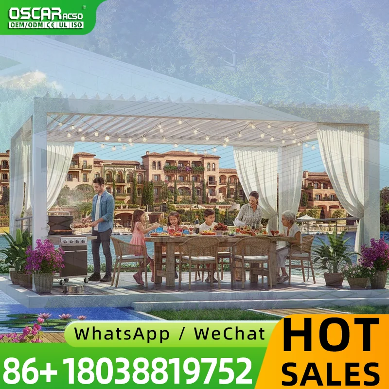 Motorized Louvered Canopy Aluminum Outdoor Bioclimatic Balcony Pergola for Patio Rainproof Use in European Regions  pergola