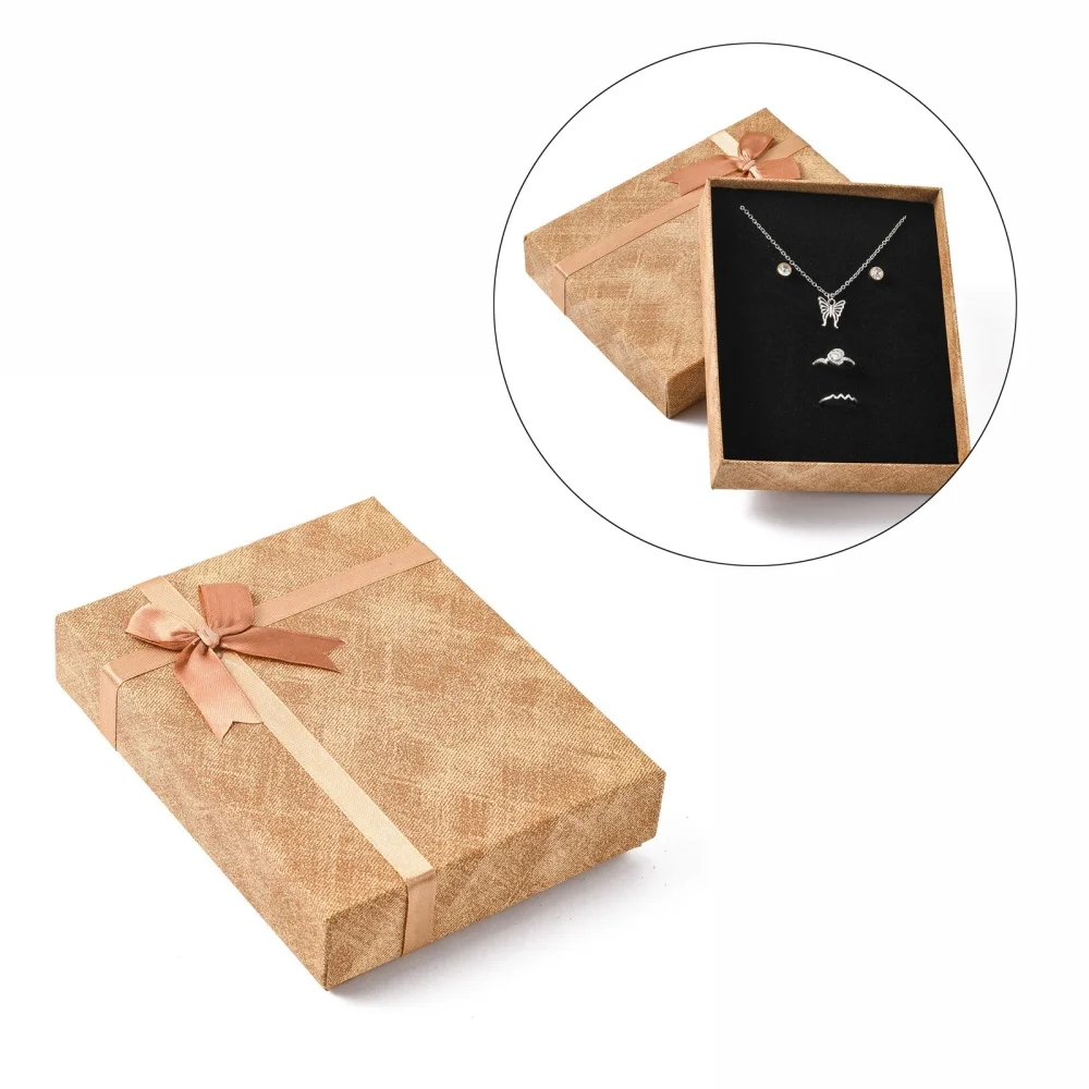 10pcs 16x12.5x3.6cm Rectangle Cardboard Jewelry Gifts Boxes Jewelry Packaging Display Box with Sponge Pad Inside