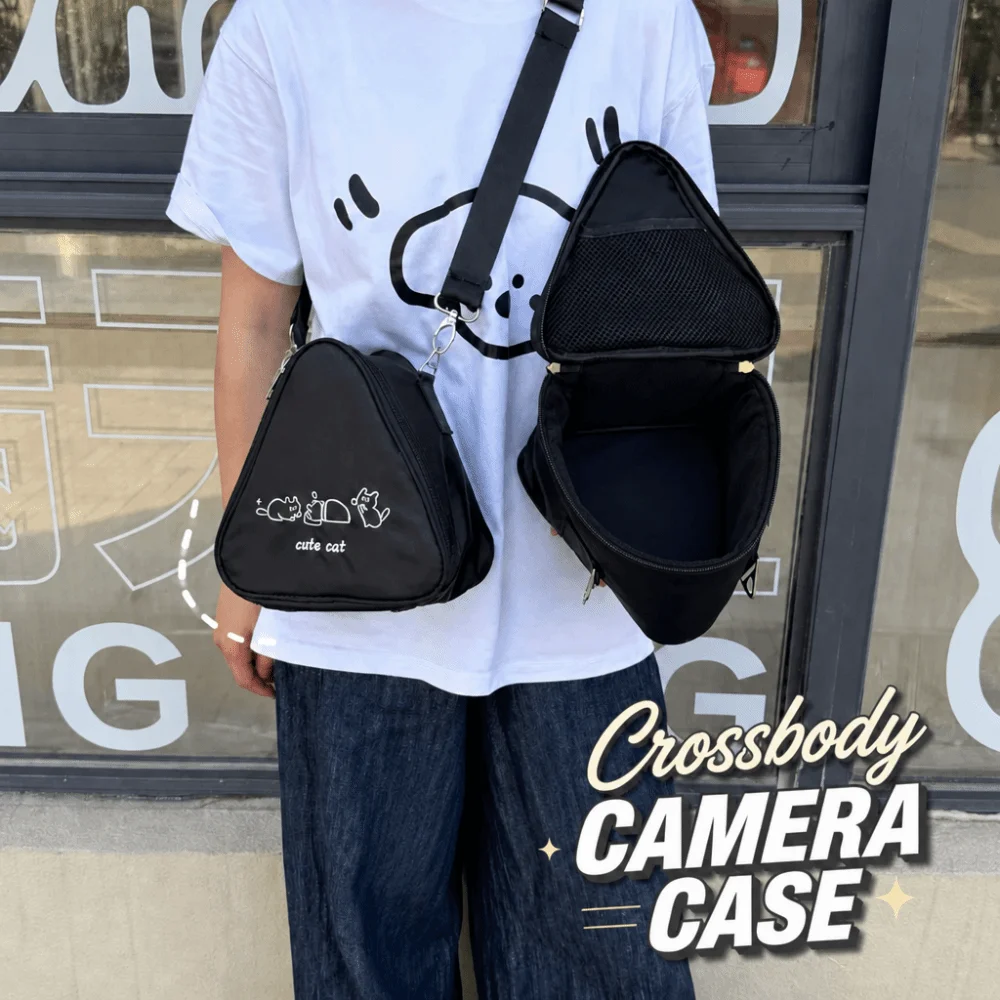 Simple Triangle Camera Bag Crossbody Adjustable Camera Protective Pouch Shockproof Camera Case for Canon Compact Cameras