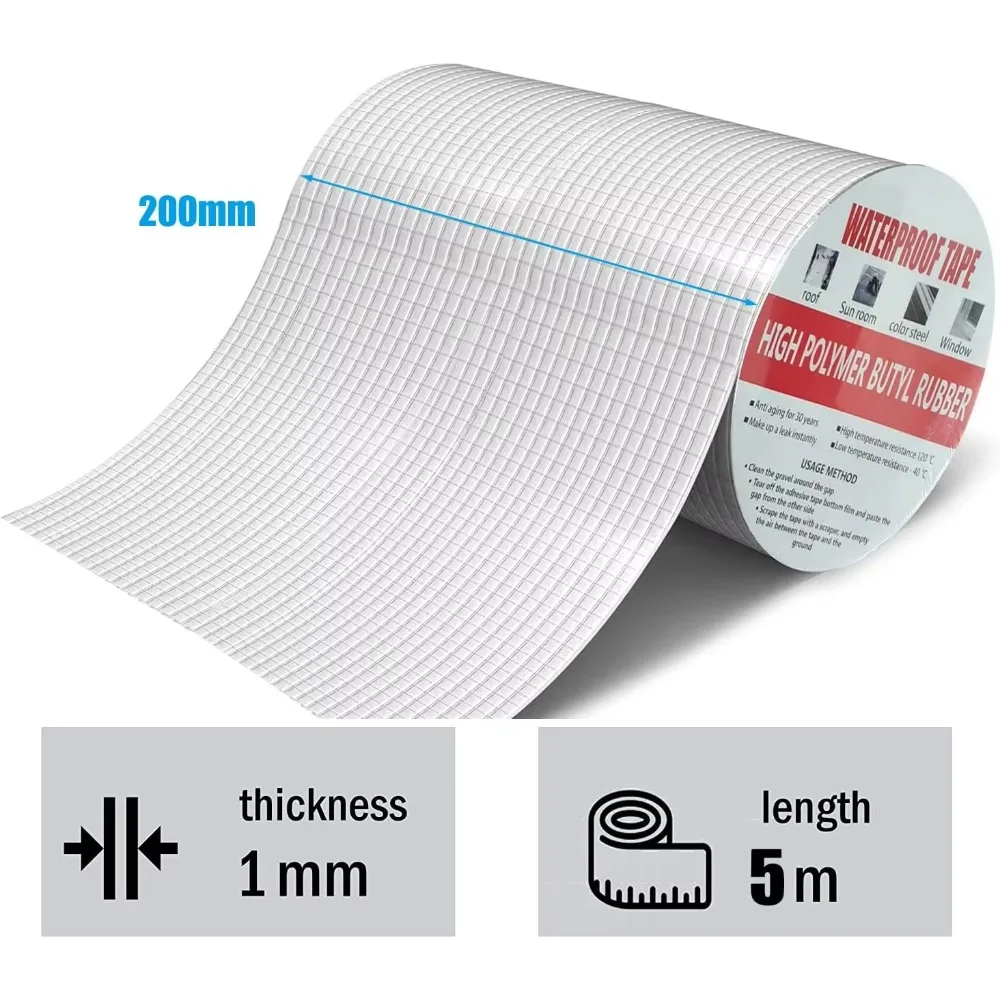 

High Temperature Waterproof Tape Resistance Thicken Aluminum Foil Butyl Tape Wall Pool Roof Crack Duct Repair Sealed Self Tape